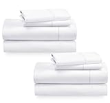 California Design Den 2-Pack Queen Bedsheet Sets - 400 Thread Count 100% Cotton Sateen - Extra Soft, Breathable & Cooling Sheets, Wrinkle Resistant, 2 Sets of Deep Pocket Bed Sheets - Bright White