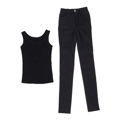 Unbekannt 1/3 Bjd mode grå väst u0026 svarta jeans för normal 70 cm farbror, docka ACCS – svart + svart
