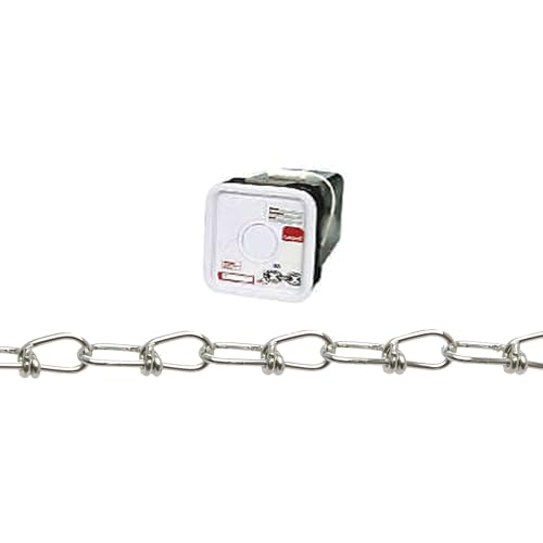 Campbell 0754126 Low Carbon Steel Inco Double Loop Chain in Square Pail, Zinc Plated, #1 Trade, 0.11