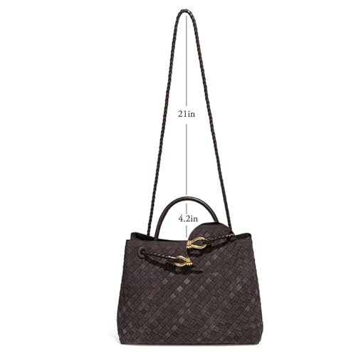 Suede Woven Tote Bag for Women PU Leather Hobo Bags Top Handle Tote Handbag Casual Crossbody Purse Shoulder Satchel Bag4