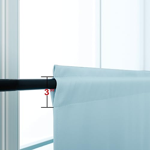 Image of KOUFALL Light Blue Kitchen Curtains 24x36 Inch Length Set of 2 Pack Rod Pocket Short Curtains for Small Bathroom