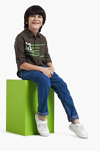 Image of Amazon Brand - Jam & Honey Boy's Regular Fit Shirt (JH-BST-SH-13 Olive 1 9 Years-10 Years)