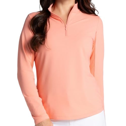 IBKUL Women's Long Sleeve Mock Neck Top - Solid - Peach XS