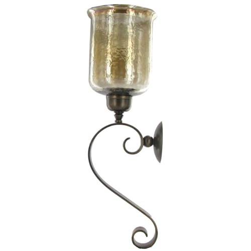 Hobby Lobby Scroll Wall Sconce with Hurricane Jar (Amber/Metal)