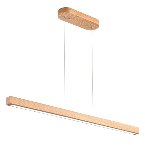 Image of 71 inch Wooden Linear Pendant Light LED Pendant Lights Dimmable Pool Table Island Lights Modern Linear Chandeliers for Dining Room Kitchen Ceiling Pendant Lamp for Kitchen Island Billiard Room Natural