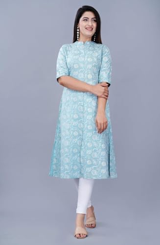 Image of Women Printed Collar Neck Half Sleeve Regular Fit Formal Kurti for Women's