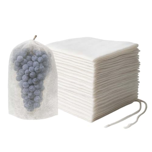 MUNZE 50 Piezas Bolsa Proteger Fruta, 15 X 38 Cm Bolsas para Proteger Uvas, Bolsas De Organza con Cordón para Proteger Los Fruta De Avispones Y Pajaros.