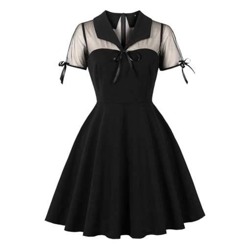 Robe en maille à manches courtes bouffantes style rétro 50s