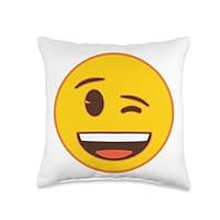 Official Emoji Wink Winking Yellow Smile Face Throw Pillow