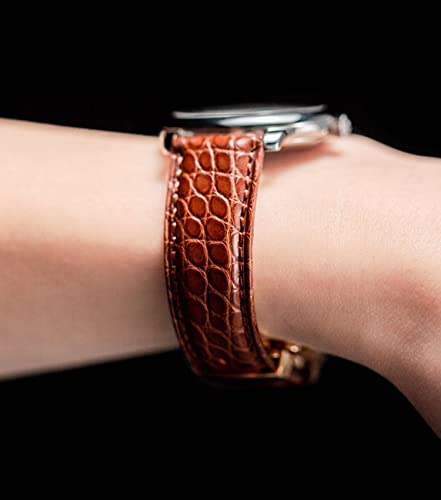 Image of Moran Quick Release Alligator Leather Watch Band Deployment Butterfly Buckle 18mm 19mm 20mm 22mm 24mm Replacement Genuine Crocodile Leather Loop SmartWatch Strap for Men Women