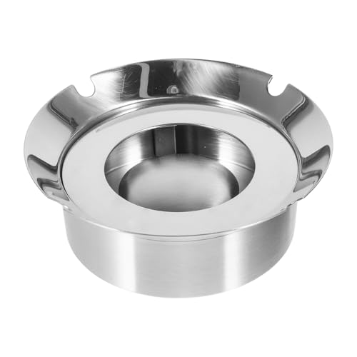 ROMISBABA Cenicero de Acero Inoxidable para Escritorio y Exteriores, Diseño Creativo y Tapa, Adecuado para Muebles de Jardín y Decoración de Mesa Exterior