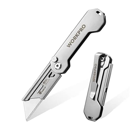 WORKPRO EDC Folding Utility Knife, Mini Box Cutter with Quick Open Axis Lock, Quick Change Blade Razor Knife, Foldable Small Pocket Knife with Belt Clip