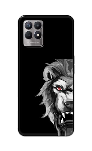 Image of PRINTFIDAA Printed Hard Back Cover Case for Realme 8i | Realme Narzo 50 4G Back Cover (Angry Lion) -112