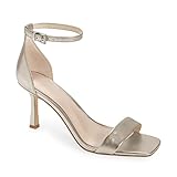 Coziavenue Womens Classic Dressy Summer Kitten Heel Sandals Open Square Toe Ankle Strap Stilettos