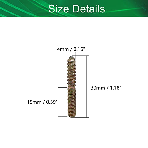 Image of Double Headed Hanger Bolts M4x30mm Carbon Steel Self-Tapping Screw for Pet Furniture, Outdoor Furniture, Household Furniture,Bronze 50PCS