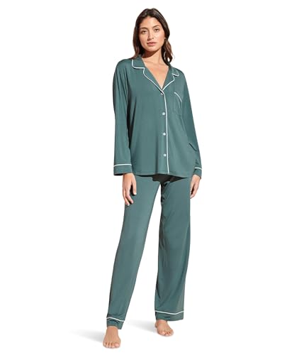Image of Eberjey Gisele Classic Women's Pajama Set | Long Sleeve Shirt + Long Pants