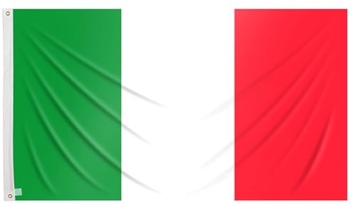 Bandeira da Itália grande 90 x 150 cm bandeira italiana de varanda para exterior reforçada e com 2 ilhoses de metal, Italy Flag