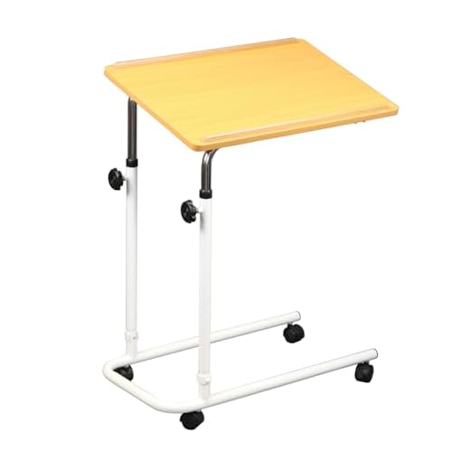NRS Healthcare Overbed/Overchair table, Tilting & Height Adjustable - Supplied with choice of castor wheels or slider divan feet, Modern Beech Effect