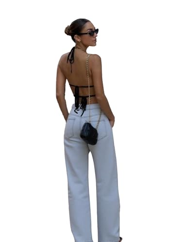 Summer new sexy backless halter neck knitted sweater for women holiday style3