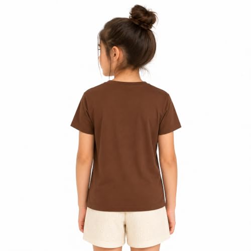 Image of Kids Round Neck Girls Tshirt | Short Sleeves | Natural Organic 100% Cotton Soft Comfortable Fabric | Plain Color Original Branded Half Sleeve | School t-Shirt for Girl Kid | Sleepwear Everyday Casual
