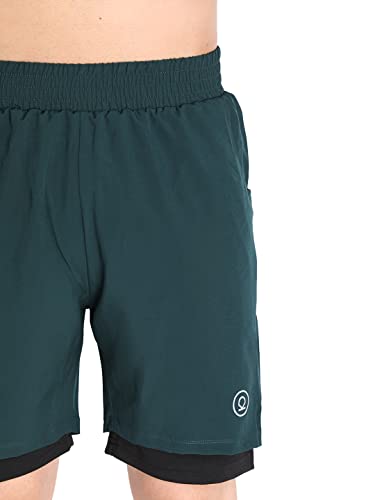 Image of CHKOKKO Double Layered Gym Shorts for Men Workout | Compression Inner Layer with Pockets Across Inner Outer and Back | Dry Fit Sports Athletic wear for Running Jogging or Training