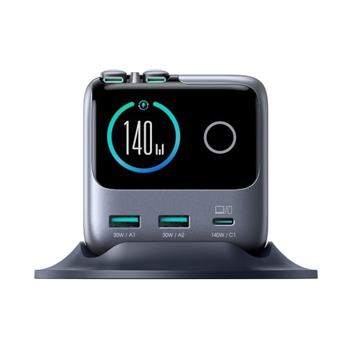 Image of WeFly 140W GaN Charger 5-Port Desktop Fast Charging Station with Retractable Cables - EU Plug