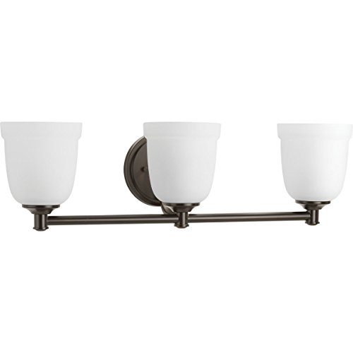🔥 Crazy Deals Topsail Collection 3-Light Etched Parchment Glass Coastal Bath Vanity Light Antique Bronze