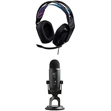 Logitech G335 Headset + Blue Yeti Blackout USB Microphone Gaming Streamer Bundle