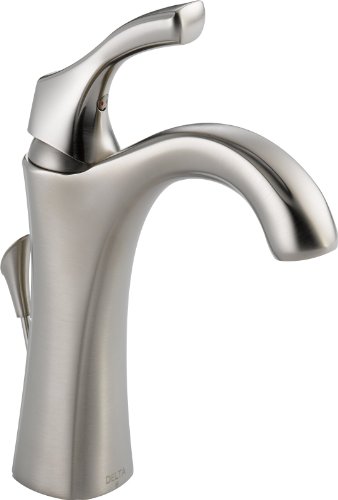 Delta Faucet Addison Single Hole Bathroom Faucet Brushed Nickel, Single Handle Bathroom Faucet, Diamond Seal Technology and Metal Drain Assembly, Stainless 592-SS-DST