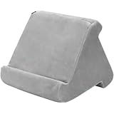 寝ながらスタンド クッション ピロー ホールダー タブレット機器に最適 スタンド 寝ながらタブレット三角折りたたみ 角度調整可能 スマホスタンド 卓上 枕 読書ブラケット ソフトピローパッドス 膝上クッション 置き (ポケットなし,グレー)