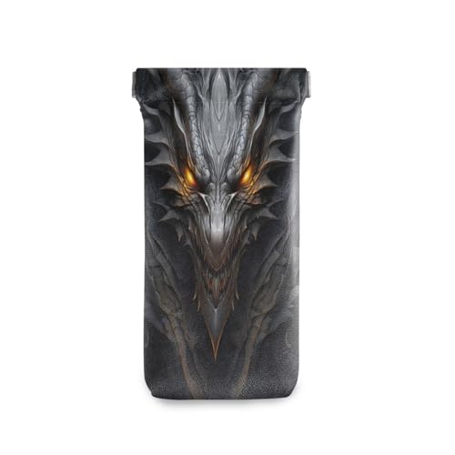 FLildon Black Dragon Eyeglasses Pouch Squeeze Top Sunglasses Case Soft PU Leather Eyeglass Bag for Men Women