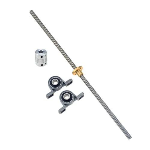 Metal Ball Screw nut 1Set T8 Lead Screw 8mm Pitch 2mm Lead 2mm Length 100-800mm + Brass Copper Nut + KP08 Bearing Bracket + Flexible Coupling 8x8(800mm)