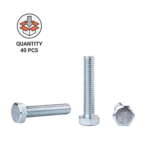 (40 Stück) DIN 933 Stahl Sechskantschrauben M8x40mm 8.8 Grade Sechskantschrauben Vollgewinde Sechskantschrauben Gewindeschrauben Gewindebohrer (40, M8x40mm)