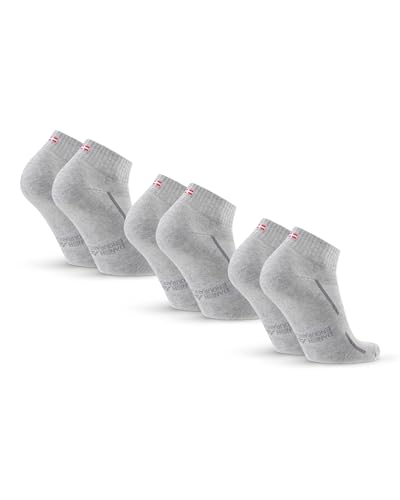 Image of DANISH ENDURANCE Cushioned Sport Socks, Organic Cotton, Quarter Socks, for Men & Women, Unisex 3 or 6-pack, Grey 3-pack, 6-8