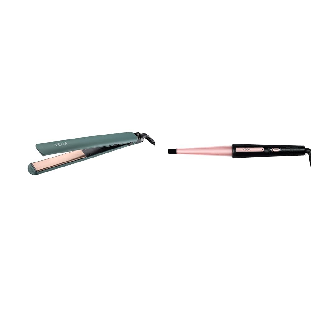 Vega Salon Smooth Hair Straightener for Women with Ceramic Coated PlatesGreen & Vega I-Curl Hair Curler for Women with 0.5 inch-1 inch Barrel, Quick Heatup Technology, Rose Gold, (VHCH-05)-image-12