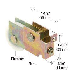 1-1/4" Nylon B.B. Sliding Mirror Door Roller; 9/16" Wide Housing for Crest, Manufacturers Mirror Doo