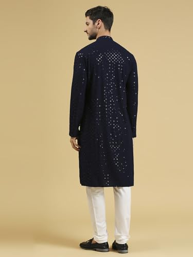 Image of Rajubhai Hargovindas Men Chikankari and Sequin Work Kurta