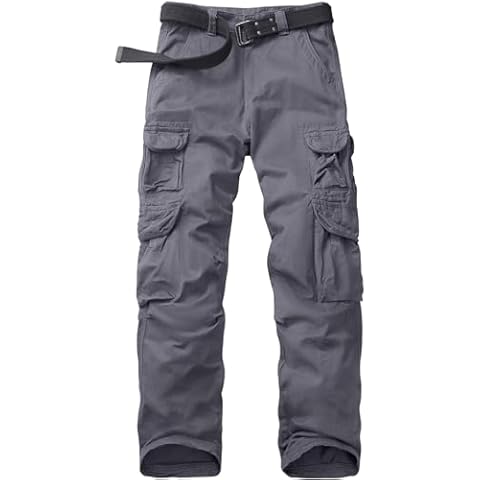 Toumett Men's Cargo Pants Cotton Ripstop Hiking Work Pants Comfort Casual Outdoor Pants with Multi Pockets (6325,Grey01,34) Cover