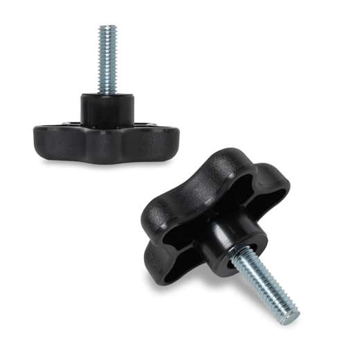 Image of POWERTEC 10 Pack 5 /16 inch-18 5 Star Knobs with 1 inch Threaded Stud, Thumb Screw Knobs with bolts for Lawn Mower, Umbrella Base, Woodworking Tools & Jigs, Clamps (QNB3007-P2)