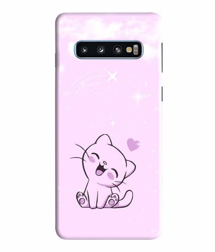Image of Printed Hard Back Case Cover & Compatible for Samsung Galaxy S10 | Cute Cat Vector (Multicolor) - D1189