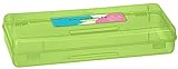 Enday Pencil Box Green, Storage Organizer Utility Box, Multipurpose Long Ruler Length School Office Supplies Plastic Pencil Case for Kids & Adults Available in Red, Pink, Grey, Purple, Blue, 1PK