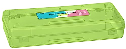 Enday Pencil Box Green, Storage Organizer Utility Box, Multipurpose Long Ruler Length School Office Supplies Plastic Pencil Case for Kids & Adults Available in Red, Pink, Grey, Purple, Blue, 1PK