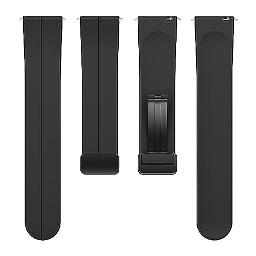 Image of ACM Watch Strap Silicone Belt Magnetic Clasp 20mm compatible with Samsung Galaxy Watch 6 Classic 44mm & 47mm Smartwatch Sports Hook Band Black