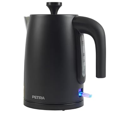 Petra PT5632MBLKVDE Bollitore elettrico – Cottura rapida, finestra con indicatore del livello dell'acqua, filtro anticalcare, protezione contro l'essiccazione, controller Strix, base orientabile, 1,7