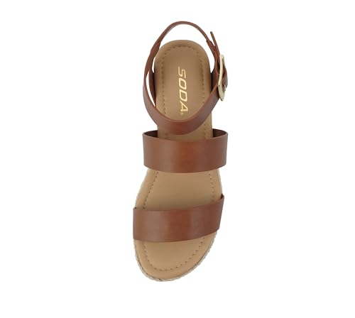 Image of Soda Bryce Espadrille Wedge Sandal with Open Toe Buckle and Ankle Strap
