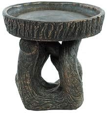 Driftwood Birdbath- 20" Tall x 19" Dia- Autumn Brown