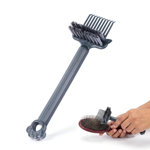 Image of HASTHIP 2 in 1 Comb Cleaner Detangling Hair Brush Cleaning Tool Rake Brush with Hanging Hole Tangled Hair Remover Tool for Hairs Dust Removing, Home and Salon Use