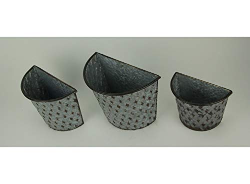 Zeckos Det Of 3 Galvanized Grey Metal Indoor Outdoor Wall Mount Basket Planters Lattice Look Boho Décor - Nesting Small (8 X 6.5 Inches) Medium (10 X 7.5 Inches) Large (11.25 X 8.5 Inches) #TOP1