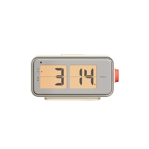 mooas Retro Flip Clock Battery Powered Alarm/Snooze Wall/Desk (Cream)