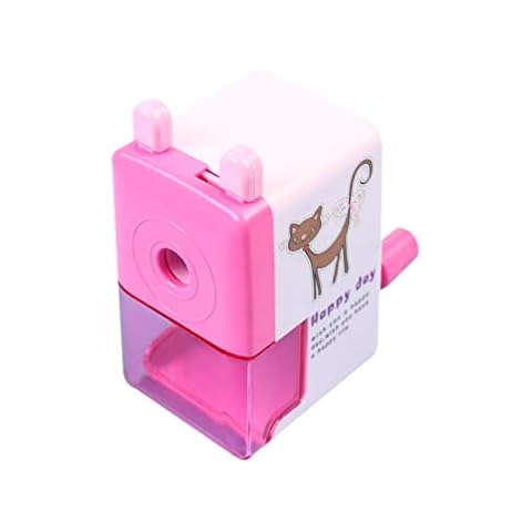 Hand Cranked Pencil Sharpener Manual Desktop Sharpener Creative Cat Pattern Handheld Sharpener with Container for Kids School Office Home Classroom Cover
